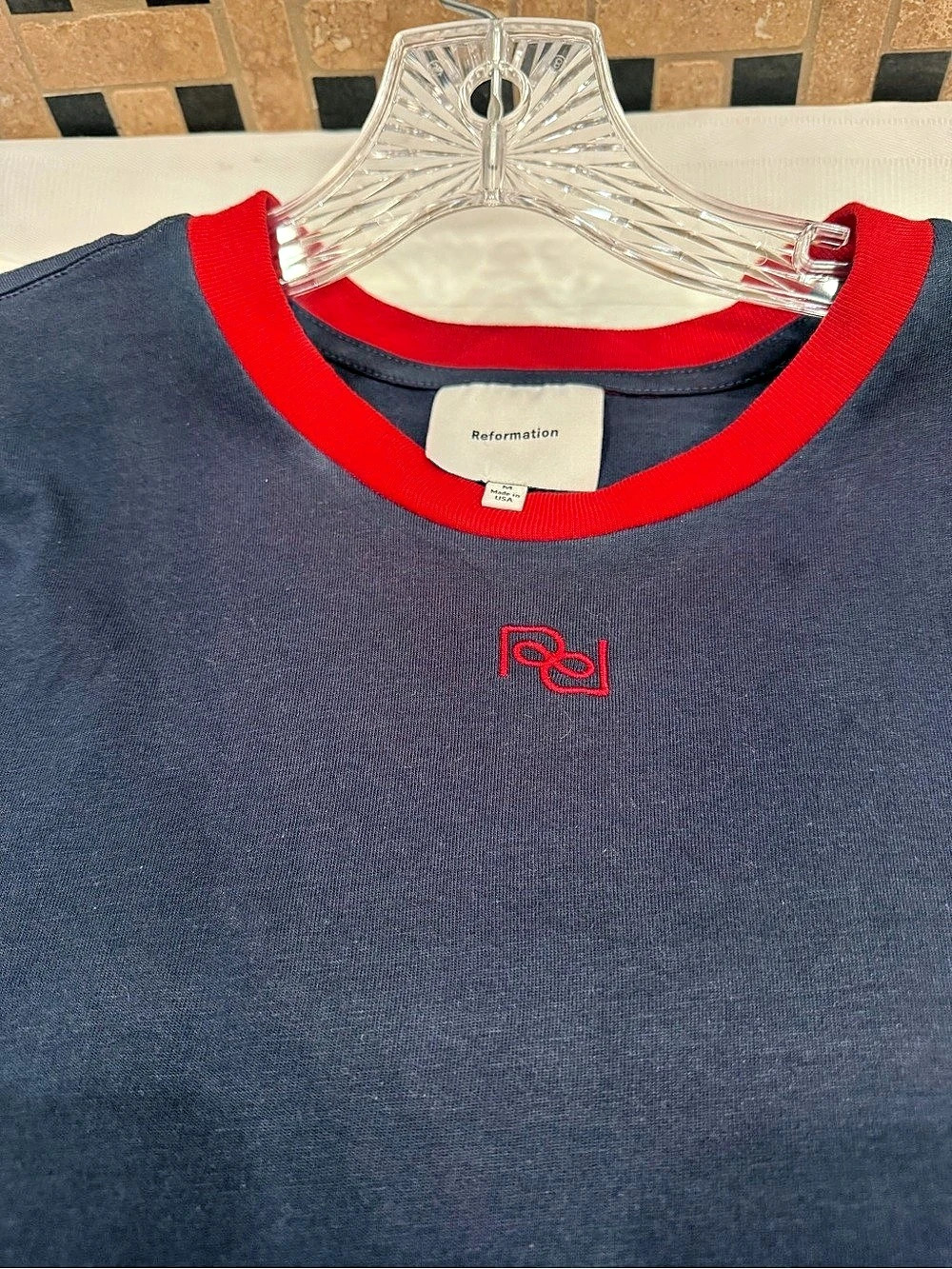 Reformation Ringer Muse Tee Blue & Red - Picture 3 of 3